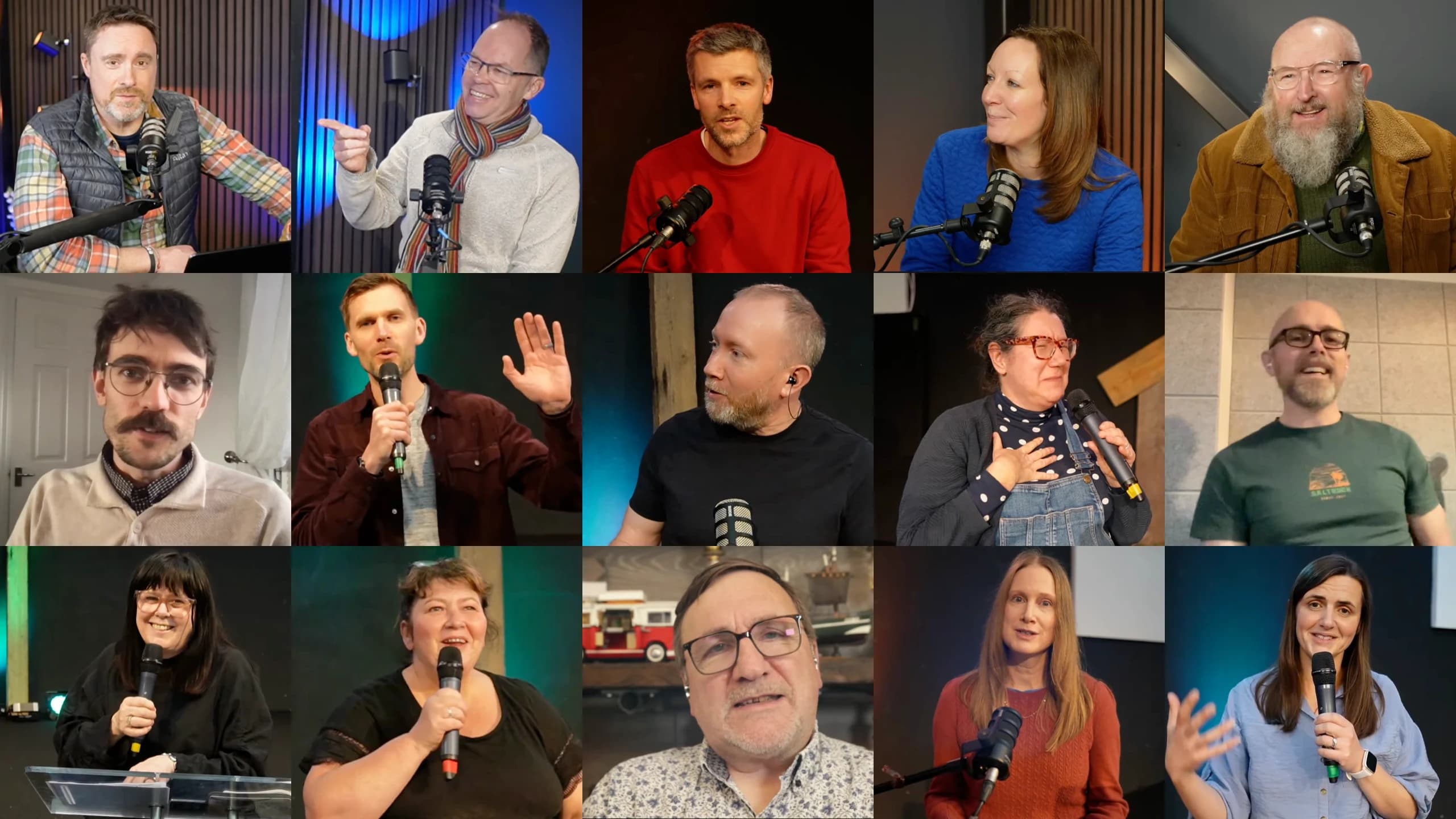 A grid of faces from the Crowd Church online congregation